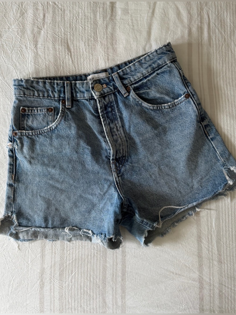 Zara Button Fly High Waisted Cut Off Denim Jean Shorts